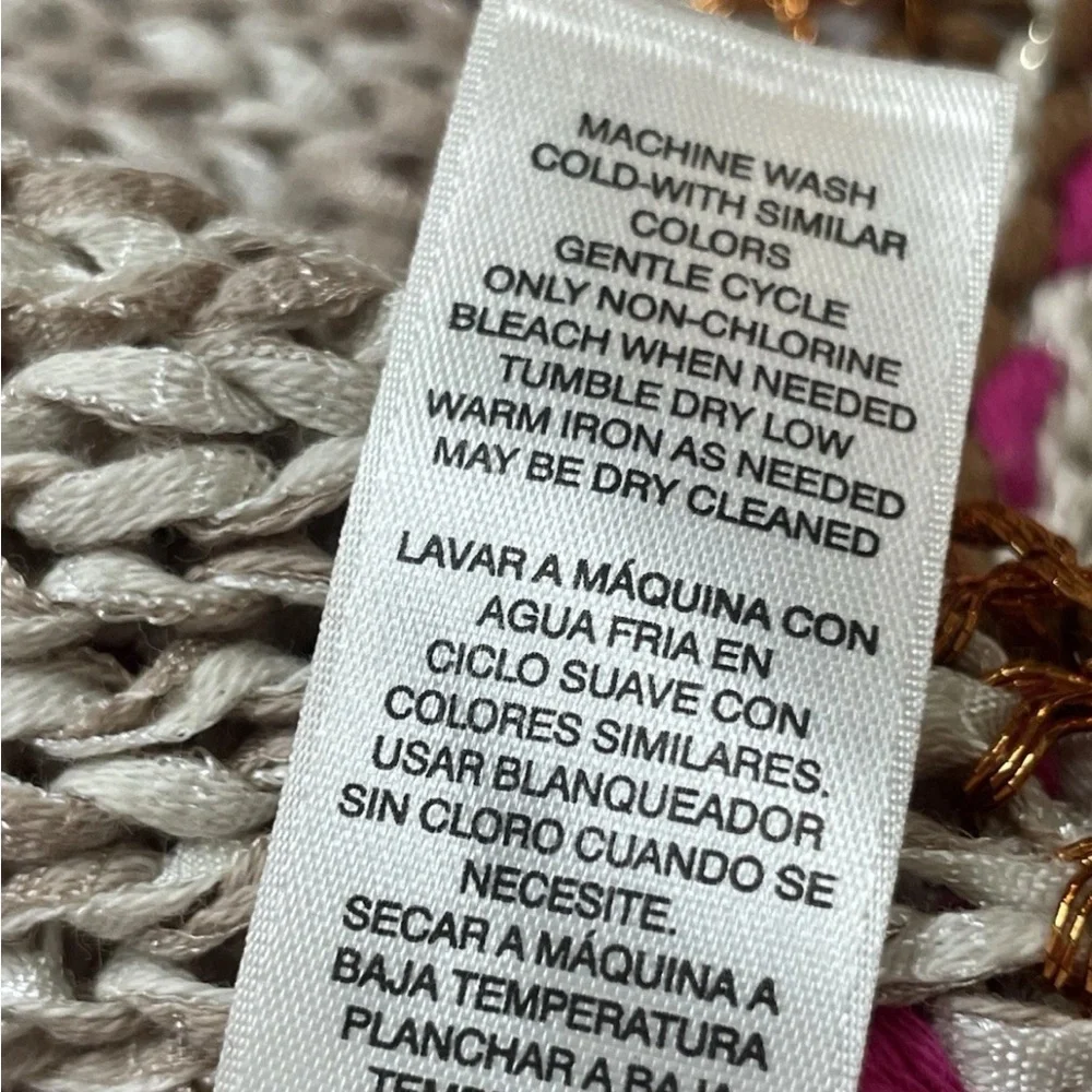 Chico's Size 0 Color Pop Multicolor Knit Longline Cardigan Orange Pink Foil‎